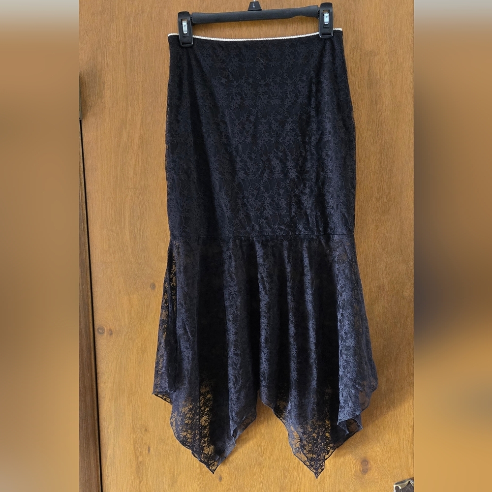 One ❤️ Clothing Black Asymmetrical Lace Skirt
